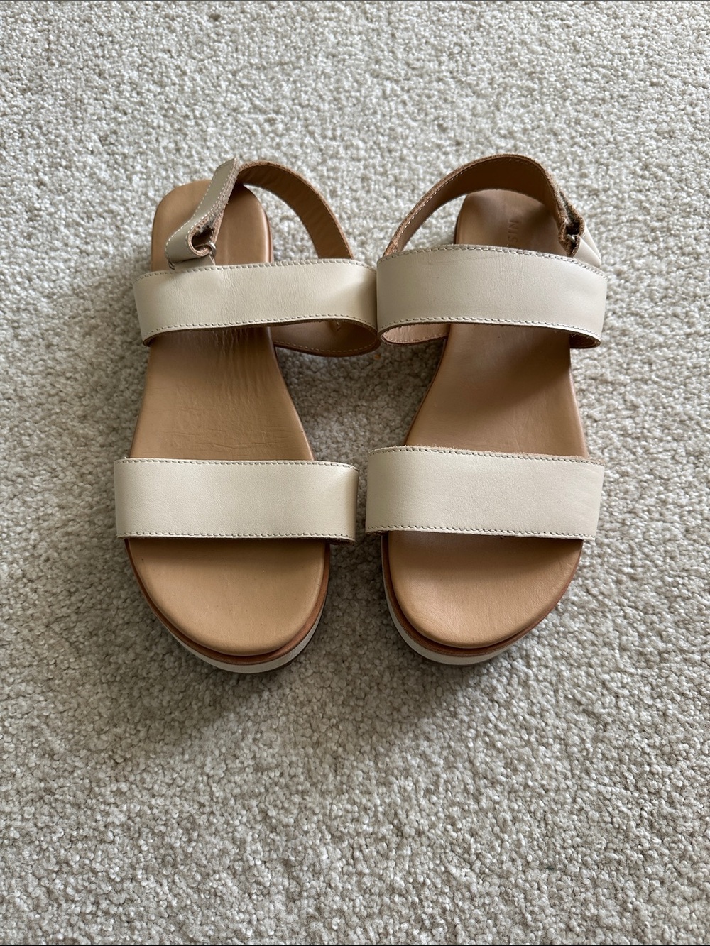 Nisolo Neutral Double-Strap Leather Sandals